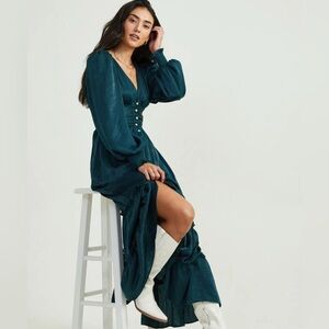 Altar’d State Green Satin Maxi Dress